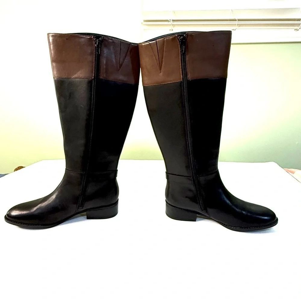 Like New Ralph Lauren Madisen leather riding boots moto woman 6B almond toe